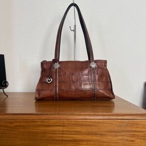 Brighton vintage croc embossed leather shoulder bag satchel